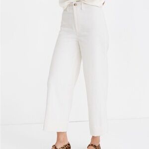 Madewell Emmet Wide Leg Crop White Pants Corduroy size 27